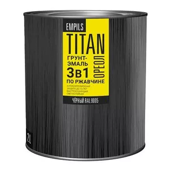 грунт-эмаль ОРЕОЛ TITAN по ржавчине черная RAL 9005 2л, арт.87290