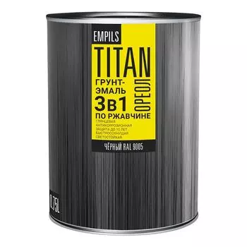 грунт-эмаль ОРЕОЛ TITAN по ржавчине черная RAL 9005 0,75л, арт.87289