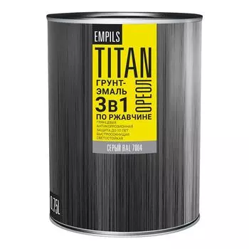 грунт-эмаль ОРЕОЛ TITAN по ржавчине серая RAL 7004 0,75л, арт.87281