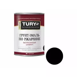 грунт-эмаль алкидная TURY MC-102 3в1 по ржавчине быстросохнущая 0,9кг черная, арт.ГрЭМС102Ч