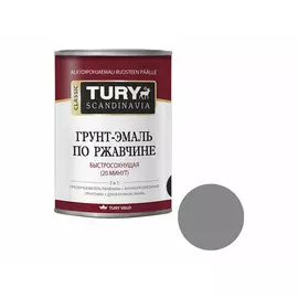 грунт-эмаль алкидная TURY MC-102 3в1 по ржавчине быстросохнущая 0,9кг серая, арт.ГрЭМС102с