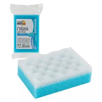 губка для тела РЫЖИЙ КОТ поролон 13х9х4см в ассортименте