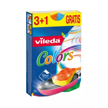 губка VILEDA Пур колорс 3+1шт полиуретан, акрил