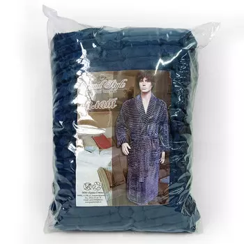 халат велсофт р-р 52-54 синий, арт.ТВТ-ОМ-5254