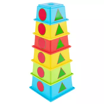 игрушка КНОПА Пирамида 6 стаканчиков с наклейками