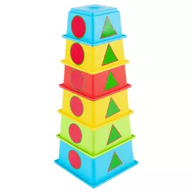 игрушка КНОПА Пирамида 6 стаканчиков с наклейками