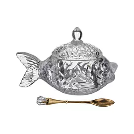 икорница Муза, 16х10 см, с ложкой, стекло