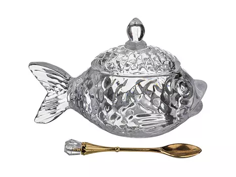 икорница Муза 16х10см с ложкой стекло