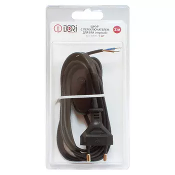 кабель для бра DORI 2x0,5 2 м 2 А с выключателем черный