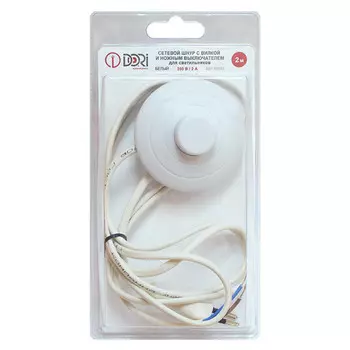 кабель для торшера DORI 2х0,5 2м 2А с выключателем белый