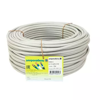 кабель NYM-О ЭлПроКабель твердый круглый 2x1,5 ГОСТ 50м серый