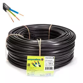 кабель ППГп-нг(А)-HF ЭлПроКабель твердый плоский негорючий безгалогенный 3x1,5 ГОСТ 100м черный