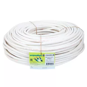 кабель ПВС ЭлПроКабель гибкий круглый 3х2,5 ГОСТ 10м белый