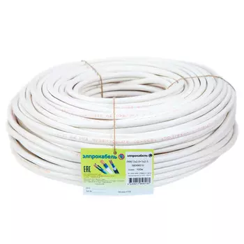 кабель ПВС ЭлПроКабель гибкий круглый 3х2,5 ГОСТ 100м белый