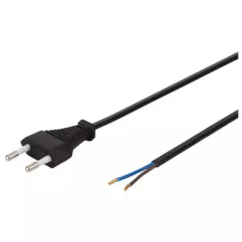 кабель с вилкой DUWI с евроштекером б/з 2х0,5 мм2 2м черный