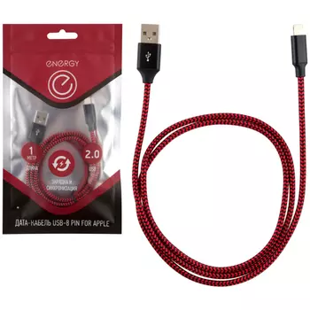 кабель USB 2.0-lightning ENERGY ET-03 1,0м красный