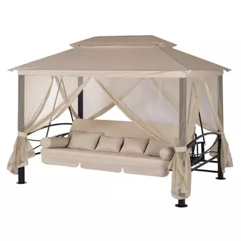 качели садовые УДАЧНАЯ МЕБЕЛЬ Пальмира 2,5х1,7х2,4м бежевый (до 300кг) арт.T025