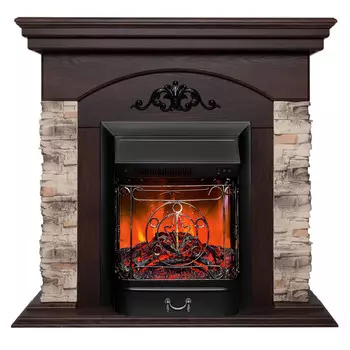 Каминокомплект REALFLAME ROCKWOOD STD (очаг MAJESTIC ) орех фактурный