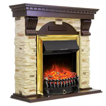 каминокомплект ROYAL FLAME DUBLIN+Fobos FX Brass, темный дуб