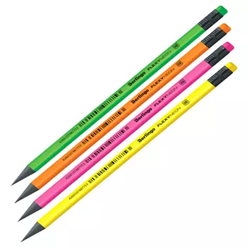 карандаш ч/г Berlingo Flexy Neon HB с ластиком в асс-те