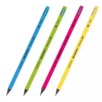 карандаш ч/г BRAUBERG Kids HB 1шт ластик пластик неоновый