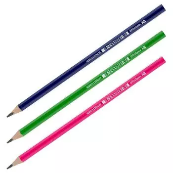 карандаш ч/г OFFICESPACE HB трехгранный пластиковый с полоской в асс-те