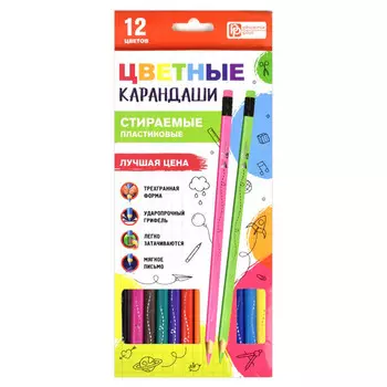 карандаши цветные Эконом пластиковые 12 цветов