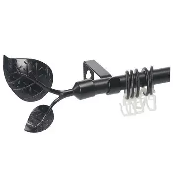 карниз телескоп. 1-рядный UGO LOKS 160-300см 19мм черный наконечник лист, арт.FA0122