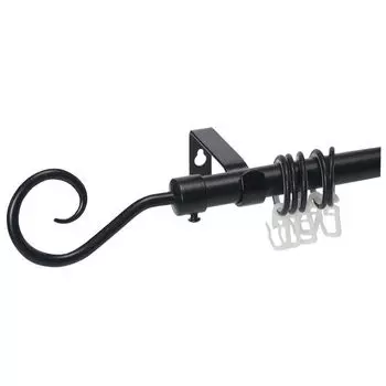 карниз телескоп. 1-рядный UGO LOKS 160-300см 19мм черный наконечник завиток, арт.FA0225