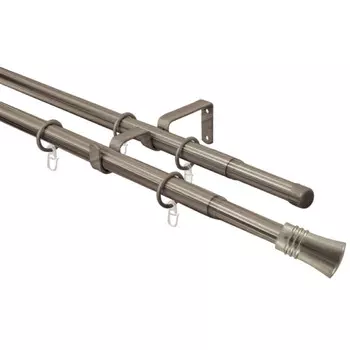 карниз телескоп. 2-рядный ARTTEX 160-300 16/19мм золото антик наконечник трапеция, арт.246.650