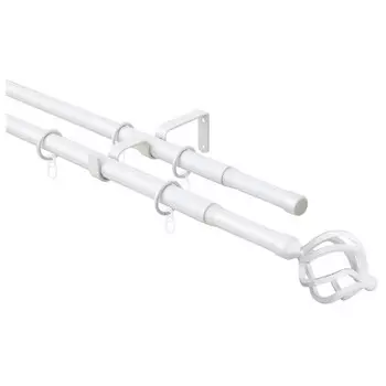 карниз телескоп. 2-рядный ARTTEX 160-300см 16/19мм белый наконечник шар кованный, арт.83.101
