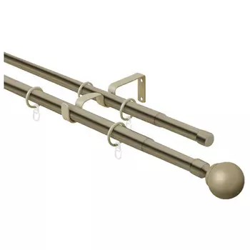 карниз телескоп. 2-рядный ARTTEX 160-300см 16/19мм золото антик наконечник шар, арт.15.650