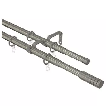 карниз телескоп. 2-рядный ARTTEX 160-300см 16/19мм хром матовый наконечник цилиндр, арт.288.587