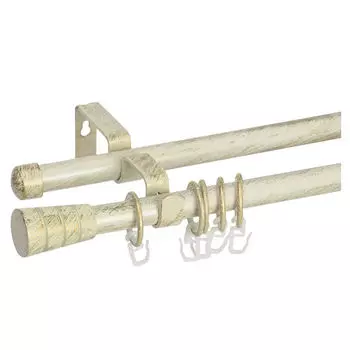 карниз телескоп. 2-рядный UGO LOKS 160-300см 16/19мм золото ампир наконечник конус, арт.White br.gl