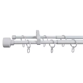 карниз телескоп. 2-рядный UGO LOKS 160-300см 16/19мм белый матовый наконечник денео, арт.580970