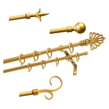 карниз телескоп. 2-рядный УЮТ 120-210см золото наконечн.в ассортименте, арт.19.02ТО.560Т