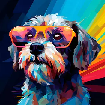 картина на холсте Собака Поп-Арт 300х300мм