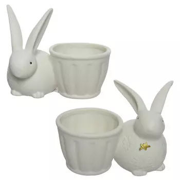 кашпо керамическое Кролик 0,3мл d8см h10см белый в асс-те