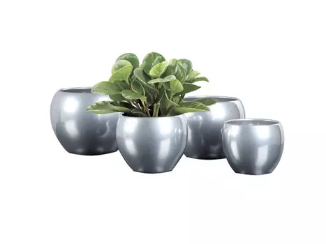 кашпо керамическое Metal 920 d19см серебристое