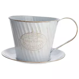 кашпо металлическое Чашка 23х20х13см белое