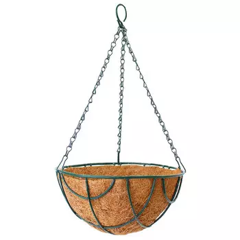 кашпо подвесное металлическое с вкладышем из коковиты Сфера d25см