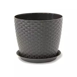 кашпо с поддоном РОТАНГ, диаметр 210 мм, 4,7 л, коричневый