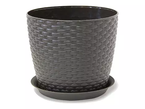 горшок с поддоном Ротанг 4,7л d21см h18см темно-коричневый пластик