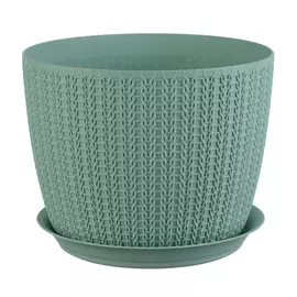 кашпо с поддоном Вязание диаметр 21cм 4,5л фисташковый