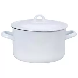 кастрюля 1,45л 16см сталь эмал. с крышкой белая