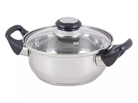 кастрюля 1,4л 16см нерж.сталь стеклянная крышка