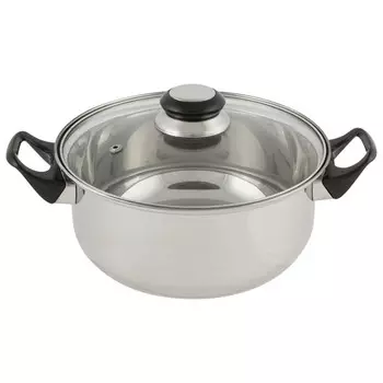 кастрюля 2,8л 20см нерж.сталь стеклянная крышка