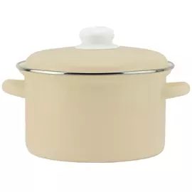 кастрюля 4л 20см сталь эмал. с крышкой бежевая