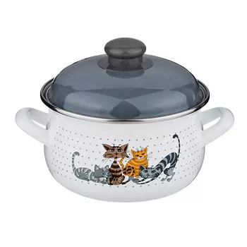 кастрюля AGNESS Котики 1,7л 16см эмал. сталь
