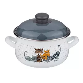 кастрюля AGNESS Котики 1,7л 16см эмал. сталь